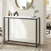 Oikiture Console Table Hallway Table with Metal Frame Black and White
