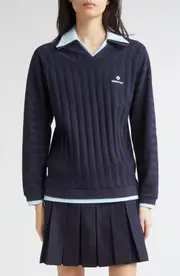Shushu/Tong Logo Stitch Layered Rib Sweater in Navy Blue at Nordstrom, Size 6 Us