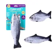 2 x Flippy Fish Cat Toy Catnip Pouch Wagging Interactive USB Charging Cable