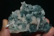 stilbite on green chalcedony mineral specimen india #594