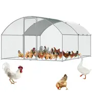 Large Metal Chicken Coop, 9.8x12.9x6.5 ft Walk in Chicken Run for Yard with Waterproof Cover, Doom Roof Hen House with Security Lock for Outdoor and Backyard, Farm, Duck Rabbit Cage Poultry