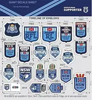 NRL Giant Decal Sheet - New South Wales Blues - Timeline of Club Logos