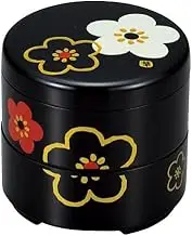 Tatsumiya Omotenashiya Mini Round Serious Delicacies with Black Flower Pattern Plum Blossom Size: Approx. φ2.7 inches (6.8 cm), H2.5 inches (6.4 cm), 54915