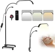 HuuppHip 20 Inch Half Moon LED Lamp, Lash Light for Eyelash Extensions with Phone Holder, 3 Colors & Stepless Dimming, Adjustable Height 140-180cm, Esthetician Light with Wheel Stand