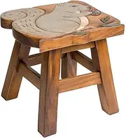 Squirrel Design Hand Carved Acacia Hardwood Decorative Short Stool
