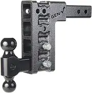 Gen-Y 314,Drop Hitch Dual-Ball Combo,Dual Hitch Receiver,Adjustable 2" Solid,Dual Receiver Hitch,Drop/Raise 7.5" W/Dual-Ball.
