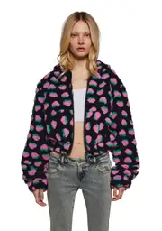 [Sugar Thrillz] Berry Smitten Hooded Sherpa Jacket