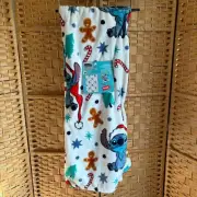 NWT Disney Stitch Christmas Plush Blanket 50x70 Soft Lilo Gingerbread Holiday