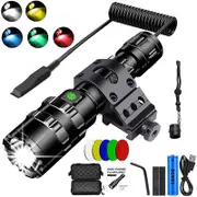 Led Outdoor Tactical Flashlight L2 Beads With Five Colors Switching White, Yellow, Blue, Green, And Red Light