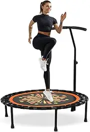 ADVWIN Rebounder Mini Trampoline, 40/50 inch Fitness Trampolines with Adjustable Foam Handle, Suitable for Adults and Kids Max Load 150KG