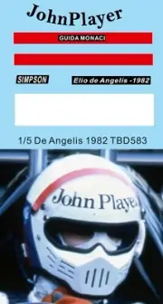 1/5 Decals for Helmet F1 Casco De Angelis 1982 Spark 1980 TBD583