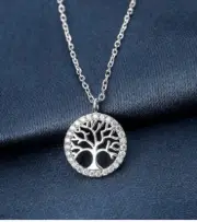 Tree of Life Silver Charm Necklace | 20mm Pendant | 45cm Clavicle Chain | New |