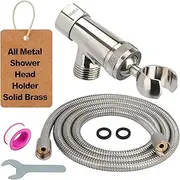 Shower Head Holder All Metal And Extra Long Stainless Steel 6 ft. Hose,Adjustable Shower Arm Bracket For Handheld,Brass Hand held Showerhead Mount C-Style Brushed Nickel