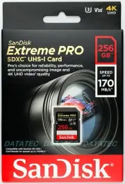 SanDisk Extreme Pro 256GB SD SDXC UHS-I Memory Card 256G 170MB/s U3 V30 4K UHD