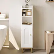 Bathroom Storage Cabinet, Small Corner Floor Cabinet with Door and Shelves, Narrow Toilet Paper Cabinet, Bathroom Organizer with Adjustable Shelf