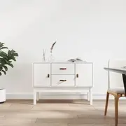 Sideboard White 110x40x78 cm Solid Wood Pine Dining Storage