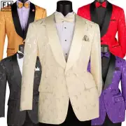 VINCI Men's Floral Jacquard Shawl Collar Tux Jacket - S-6XL, 5 Colors - NEW