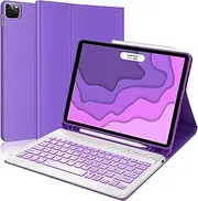 Keyboard Case for iPad Air 13-inch (M3 2025, M2 2024) & iPad Pro 12.9-inch (6th/5th/4th/3rd Gen), 7 Colors Backlit, Magnetic Detachable Wireless Keyboard, Smart Folio Cover with Pencil Holder