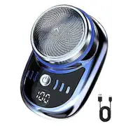 Men Electric Shaver Battery Display USB Rechargeable Mini Travel Rotary Razor Portable Cordless Hair Beard Trimmer Remover Tool Father Boyfriend Gi...