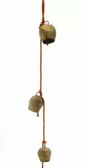 Chime of Four Dome Shaped Tin Bells with Metal Striker on 25" Long Cord