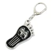 Mooneyes logo chrome metal bare foot surfer key ring hot rod rockabilly