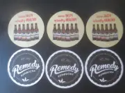 6 KOMBUCHA " Remedy " Issue collectable COASTERS " Byron Bay "