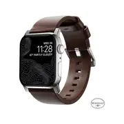 NOMAD Apple Watch Modern Band 45mm / 49mm - Silver Hardware with Rustic Brown Horween Leather Strap