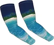 [FHEDVBN] Tropical Ocean Beach Theme Arm Sleeves Compression Arm Covers for Men Women Outdoor Sun Sleeves Cooling Sports Sleeve, Black