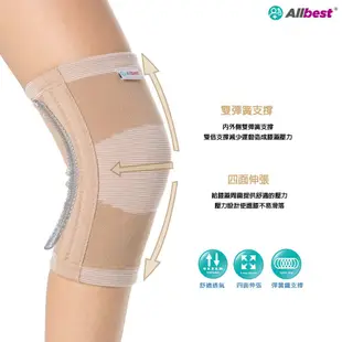 【百適特Allbest】 台灣製 棉質 雙彈簧鐵 加強 支撐 吸濕排汗 進階版 專業 運動 護膝