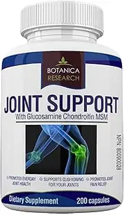 Joint Health Support Formula with Glucosamine Chondroitin MSM - Complex Relief Formula Supplement for Severe Stiffness and Aching Meniscus Pain 200 Capsule Pills for Women, Men by Botanica Research