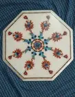 17" Marble Coffee Corner Center Side Inlay Stone Malachite Table Top Decor Room