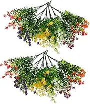 Artificial Vine Silk Leaves Eucalyptus Stems 12pc Dried Flower Set Quick Install for Indoor Decor