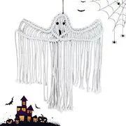 Halloween Ghost Pendant | Woven Tassel Spooky Ghost Ornament - Ghost Image Halloween Party Decorations for Living Room, Shopping Mall, Outdoors, Home, Bedroom