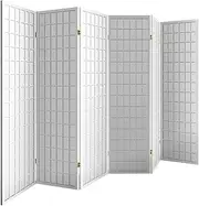 Artiss Room Divider, 6 Panel Folding Wooden Privacy Portable Screen Shelf Dividers Partition Wall Screens Home Pet Child Indoor Balcony Bedroom Furniture, Separator Water-Resistant White