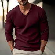 Men's Christmas Sweaters Dress Sweater Wool Sweater Pullover Sweater Jumper Ribbed Knit Regular Knitted Slim Fit Plain V Neck Modern Contemporary Christmas Xma