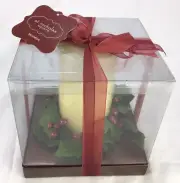 Christmas pillar candle Saint Nicholas square mistletoe