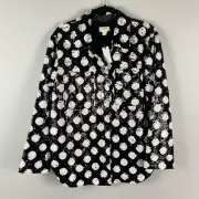 Anthropologie Maeve Sequined Shirt Jacket Size Small Black White Polka Dot