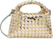 BOTTEGA VENETA Hop Mini $3400 Silver/Gold Crossbody Bag New & Authentic