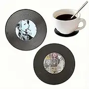 HOLADAWN 2Pcs Retro Vinyl Record Coaster Set, Perfect Drink Coasters for Music Lovers, Parties, and White Elephant Gifts