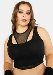 Plus Fearless Nights Fishnet Tank Top