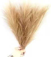 15 PCS Artificial Reed Flowers Fake Grass 15.7 Inch Tall Onion Grass Artificial Pampas Grass Greenery Floor Plants for Room Office Garden Indoor (Brown)