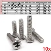 10x M1.6 M2 M3 M4 M5 M6 M8 Button Head Screws 10mm 20mm 30mm 40mm Phillips Bolts