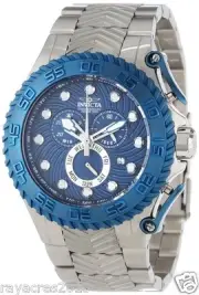 Invicta Men's 12943 Pro Diver Chronograph Blue Textured Dial Stainless Steel