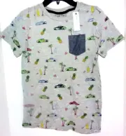 NWT Sovereign Code Boy's Cotton Print T-Shirt, Size M (10-12) - Grey Print
