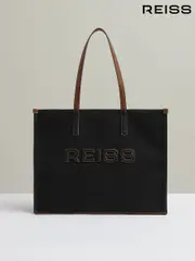 Reiss Black Lola Canvas Logo Tote (E11071) | $195