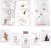 LZYMSZ Transparent Jewelry Storage Book, 84 Grids Jewellery Necklace Storage Book with 50 Pcs Zipper Lock Bag, Anti Tarnish Jewellery Storage Case Travel Jewelry Display Organizer for Earring Rings