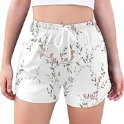 [GuoChe] Running Shorts Flowers Branches Leaves High Waisted Gym Shorts Soft Exercise Shorts for Exercise, Flowers Branches Leaves, X-Large