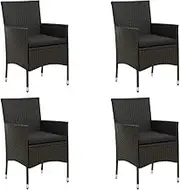 Generic Garden Chairs with Cushions 4 pcs Poly Rattan Black,316689