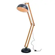 Mercator Alfred Dark Walnut & Brushed Brass Highlight Adjustable Floor Lamp
