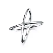 Simple Geometric Atomic X Cris Cross Ring For Teen .925 Sterling Silver